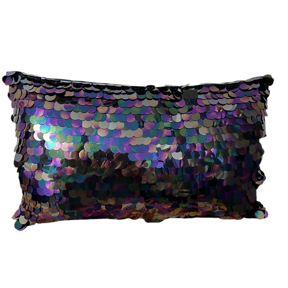 Aviva Stanoff Mermaid Sequin Accent Pillow Luxury Iridescent Decorative Throw